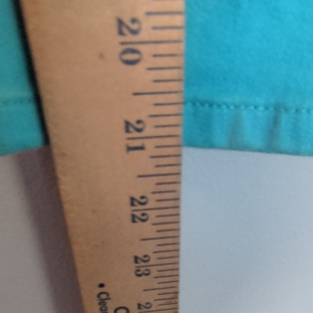 Talbots Turquoise Denim Straight Pencil Skirt Size 8 Button Pockets Knee Length - Picture 7 of 8